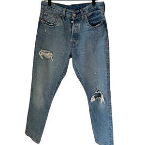 Levi's 501 Skinny - Distressed Blue Jeans - Size 28